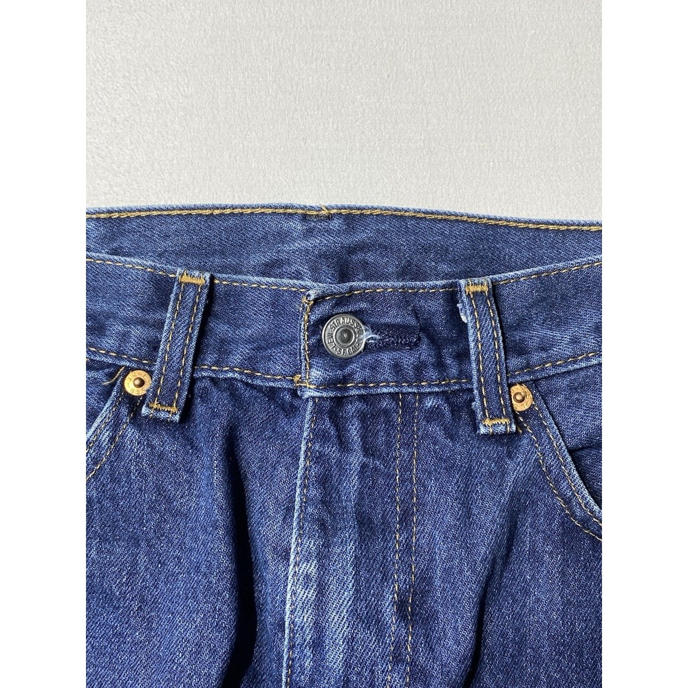 Levis 505 Jeans Mens 32x32 Regular Fit Straight Leg Blue Denim Distressed - Picture 6 of 14